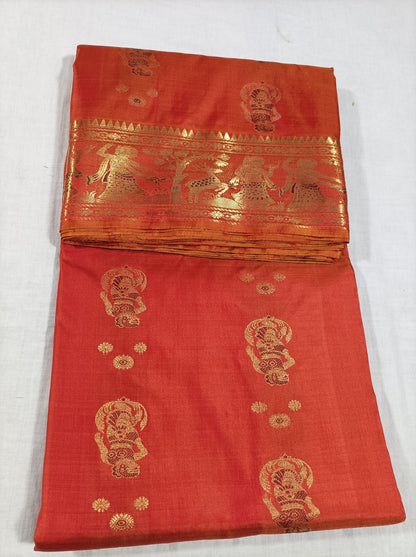 Bishnupuri Pure Silk Meenakari Swarnachari Saree