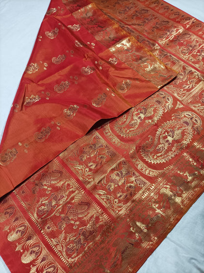 Bishnupuri Pure Silk Meenakari Swarnachari Saree