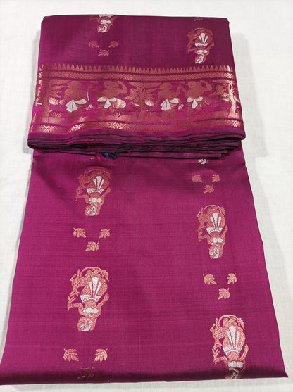 Bishnupuri Pure Silk Meenakari Swarnachari Saree