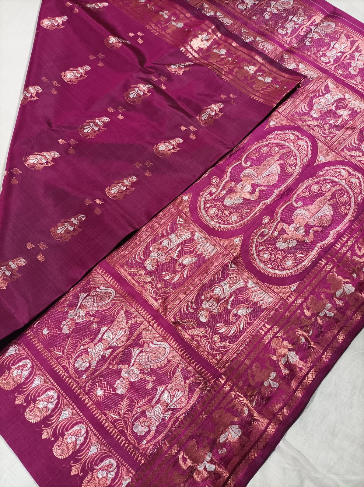 Bishnupuri Pure Silk Meenakari Swarnachari Saree