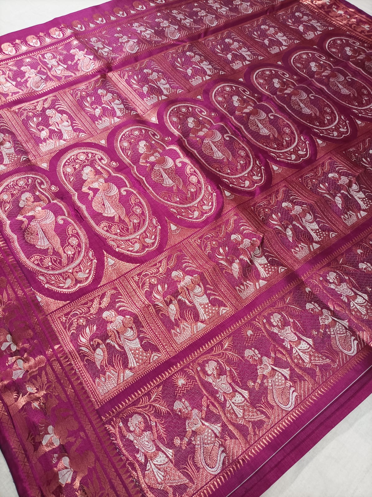 Bishnupuri Pure Silk Meenakari Swarnachari Saree