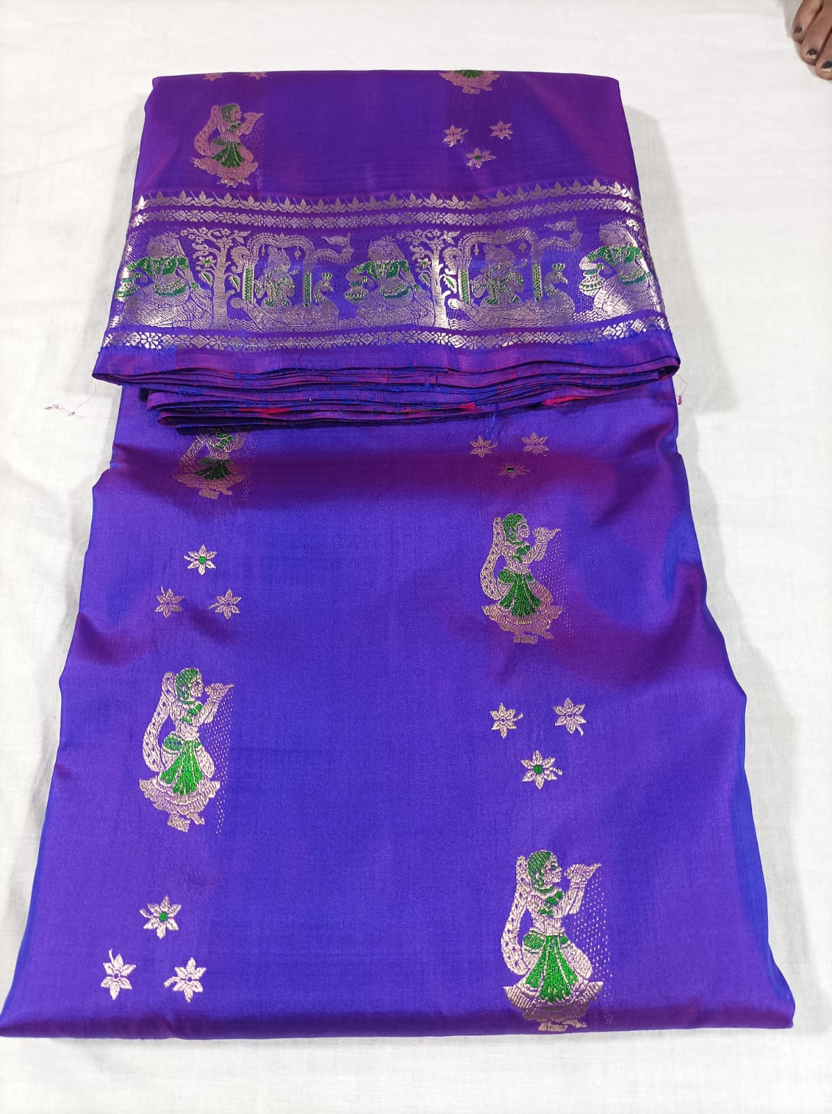 Bishnupuri Pure Silk Meenakari Swarnachari Saree