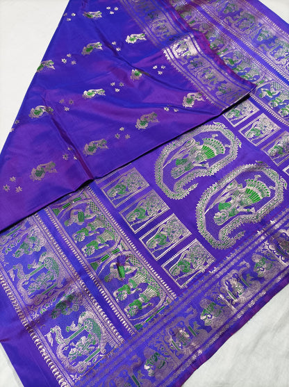 Bishnupuri Pure Silk Meenakari Swarnachari Saree