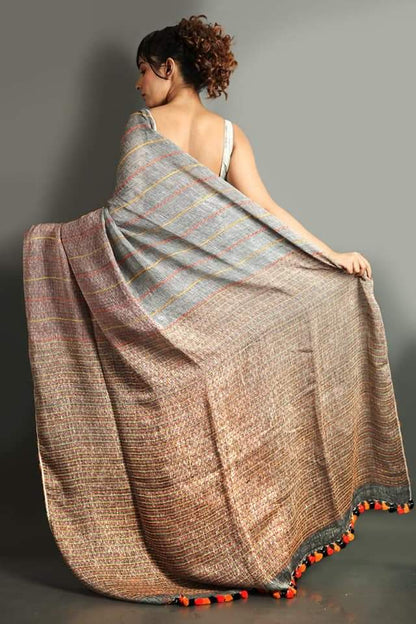 Linen Kantha Hand Weaved Saree