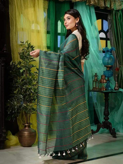 Linen Kantha Hand Weaved Saree