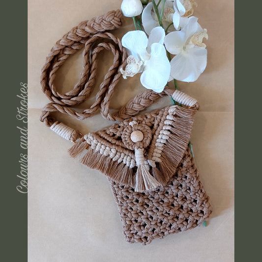 Handmade Macrame  Mobile Sling Bag