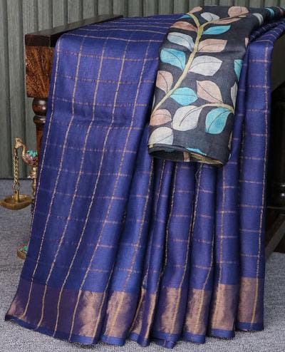 Pure Tussar Sarees With Hand Painted Kalamkari. Blouse.