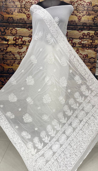 Hand Chikankari Pure Viscose Georgette Saree