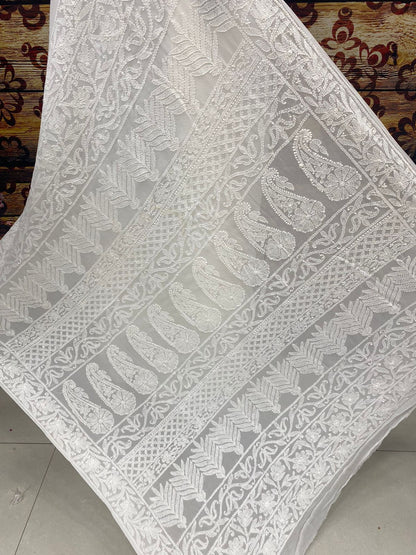 Hand Chikankari Pure Viscose Georgette Saree