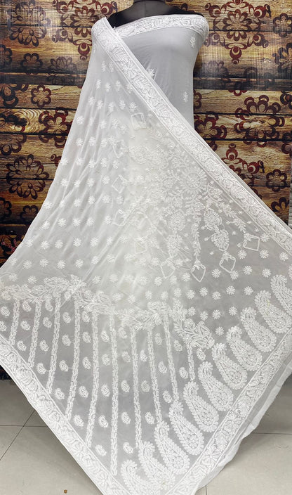 Hand Chikankari Pure Viscose Georgette Saree