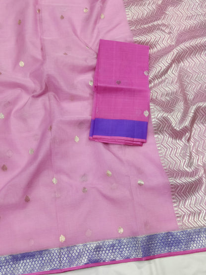 Handloom Pure Zari Kota Silk Saree with Both side Kanchi Border