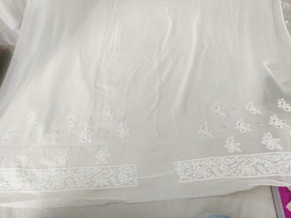 Hand Chikankari with Mukaish Work Pure Viscose Georgette Saree