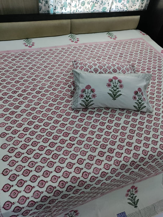 Hand block Printed King Size Bedding Set
