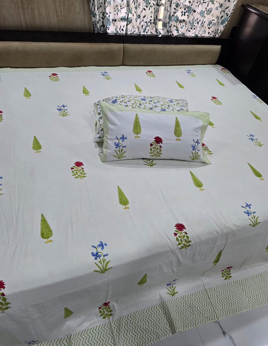 Hand block Printed King Size Bedding Set