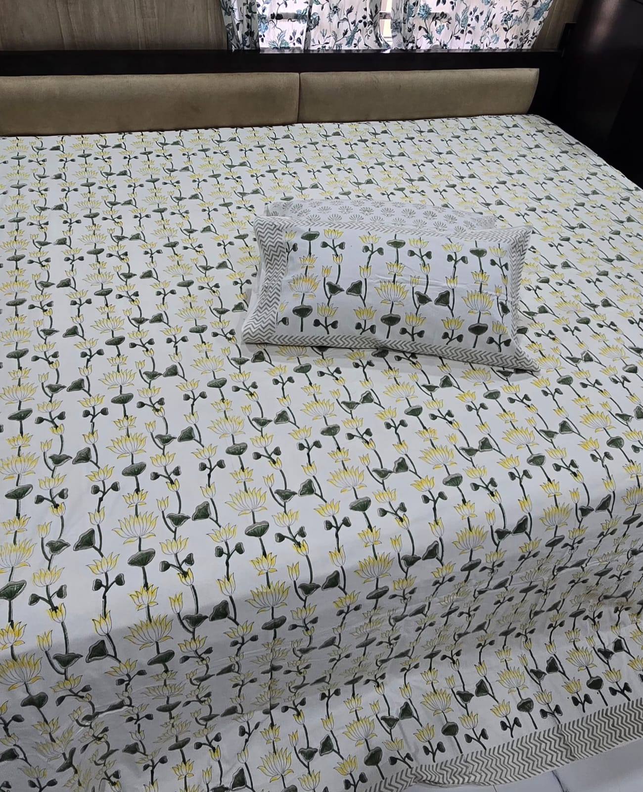 Hand block Printed King Size Bedding Set