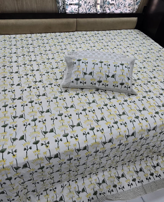 Hand block Printed King Size Bedding Set