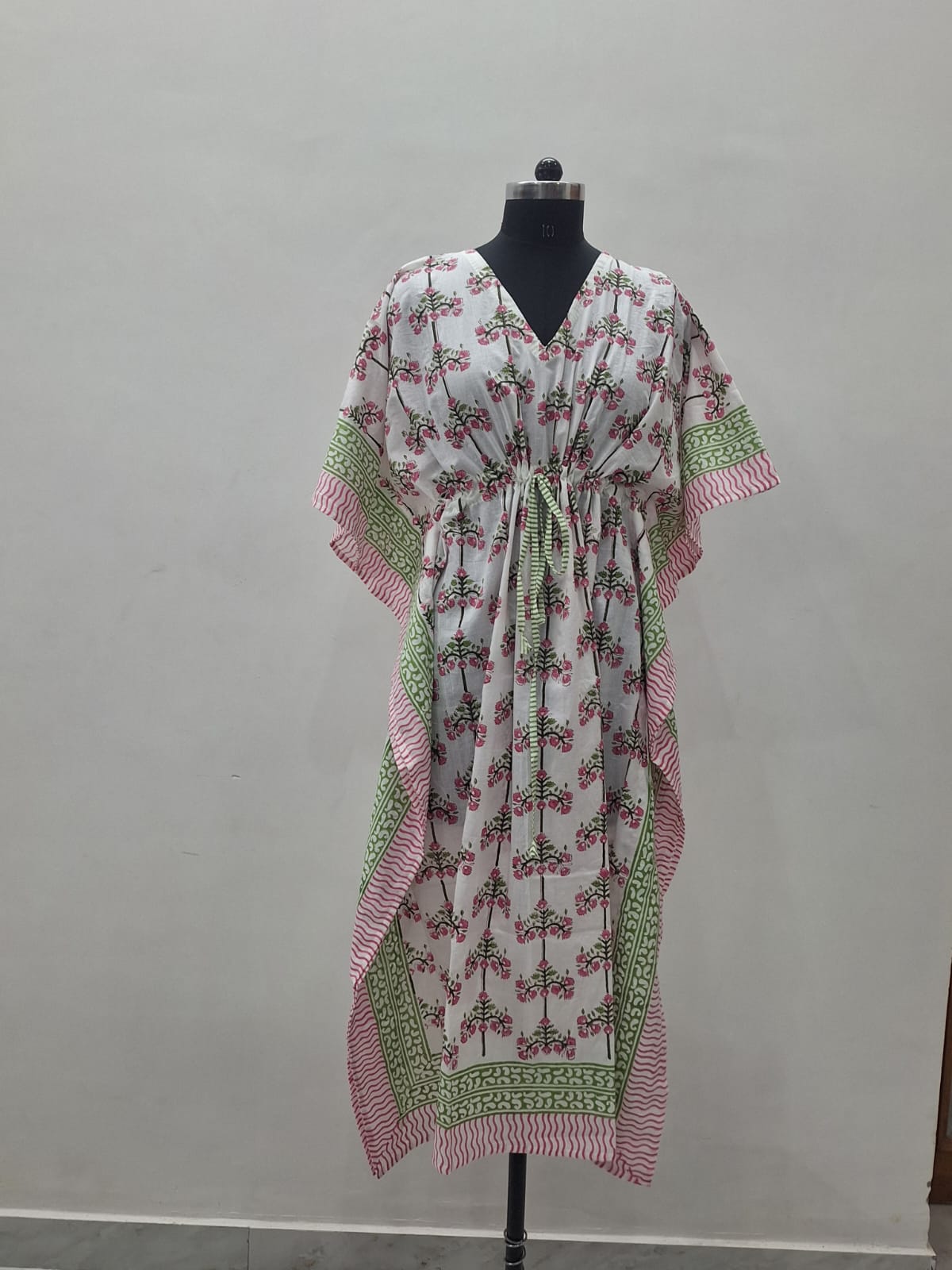 Hand Block Printed Soft Cambric Cotton Kaftan