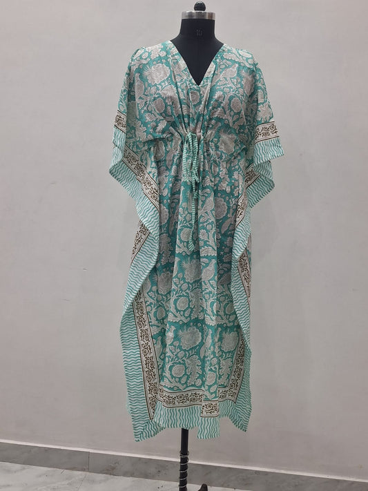 Hand Block Printed Soft Cambric Cotton Kaftan