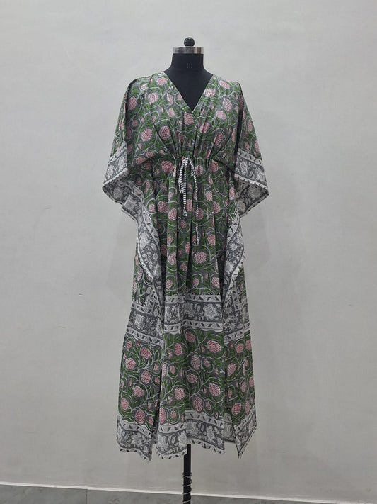 Hand Block Printed Soft Cambric Cotton Kaftan