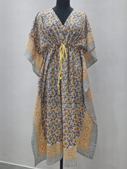Hand Block Printed Soft Cambric Cotton Kaftan