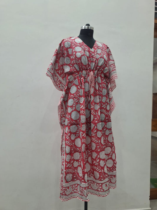 Hand Block Printed Soft Cambric Cotton Kaftan