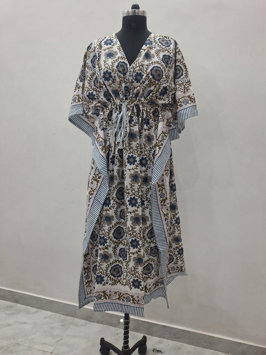 Hand Block Printed Soft Cambric Cotton Kaftan