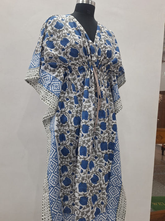 Hand Block Printed Soft Cambric Cotton Kaftan