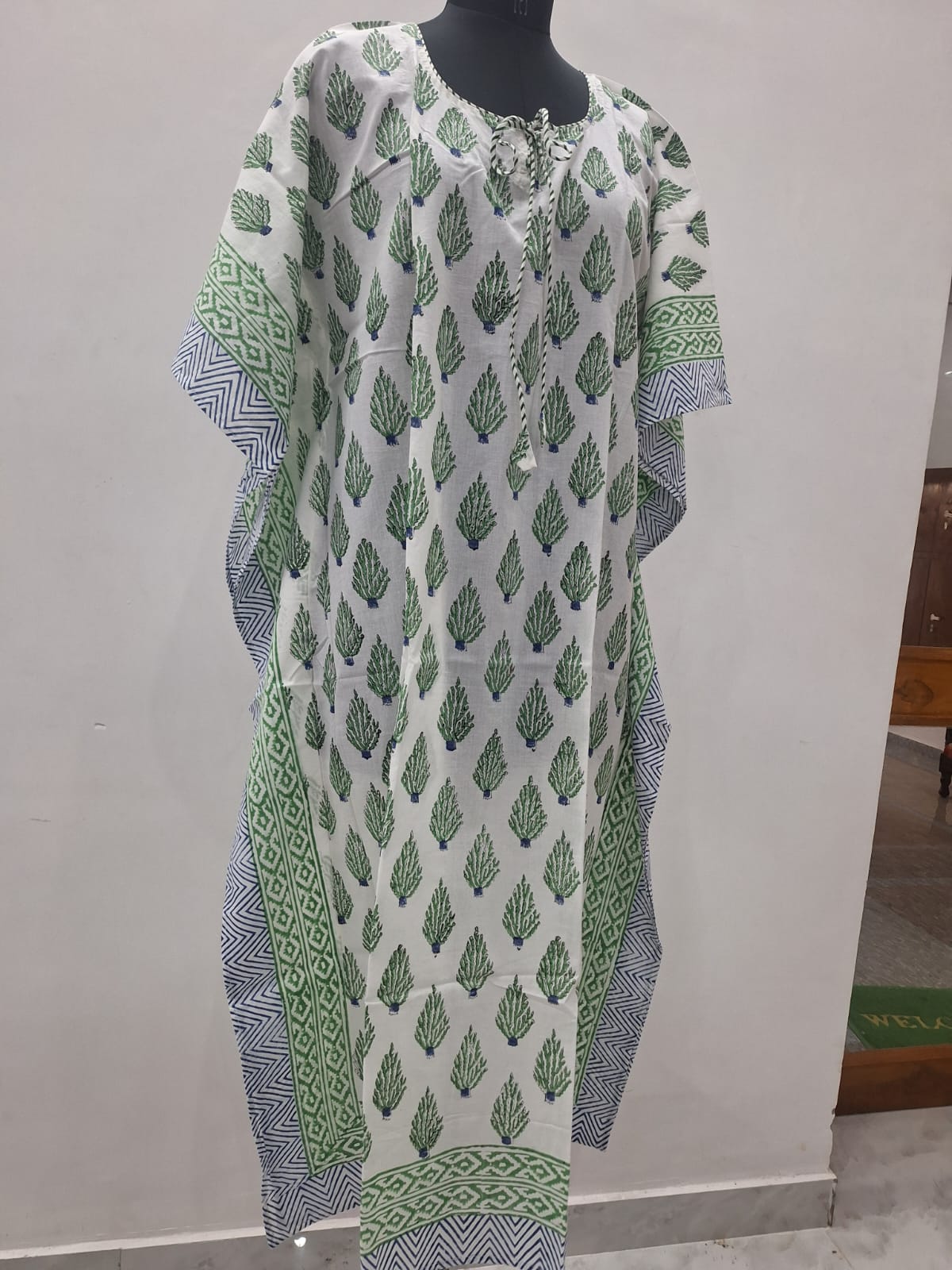 Hand Block Printed Soft Cambric Cotton Kaftan
