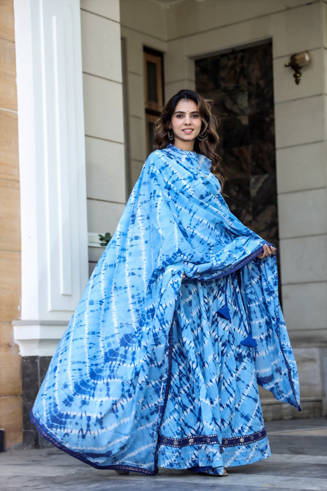 Cotton Bagru Print  Top and Skirt with Mulmul Dupatta