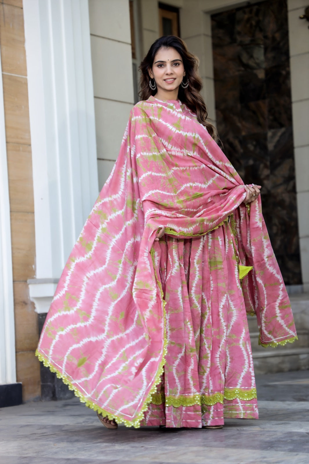 Cotton Bagru Print  Top and Skirt with Mulmul Dupatta