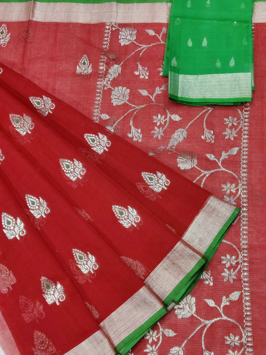 Handloom Pure Zari Kota Silk Saree