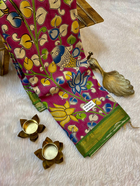 Semi Silk Hand Kalamkari Saree