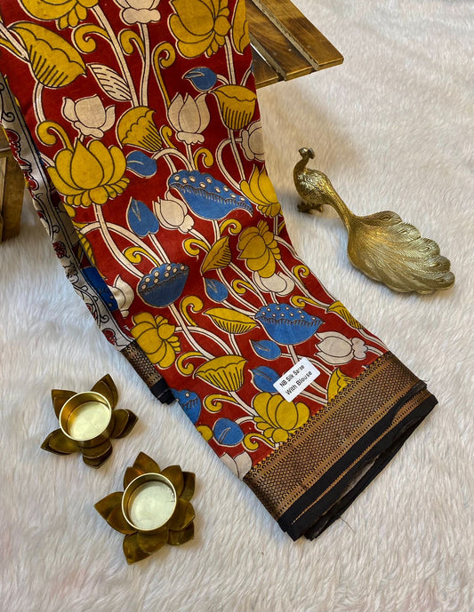 Semi Silk Hand Kalamkari Saree