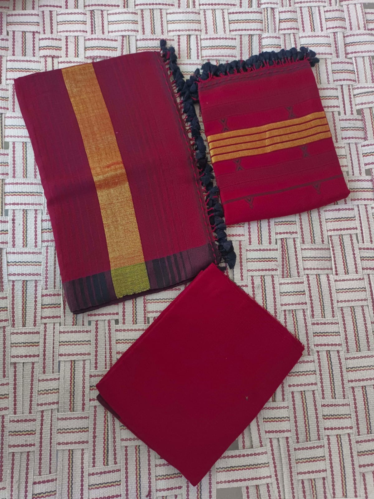 Handwoven Kala Cotton Unstitched Suit Set
