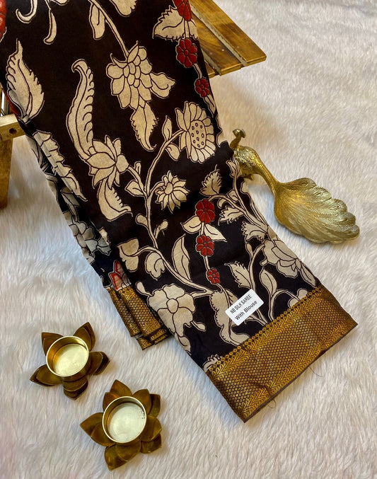 Semi Silk Hand Kalamkari Saree