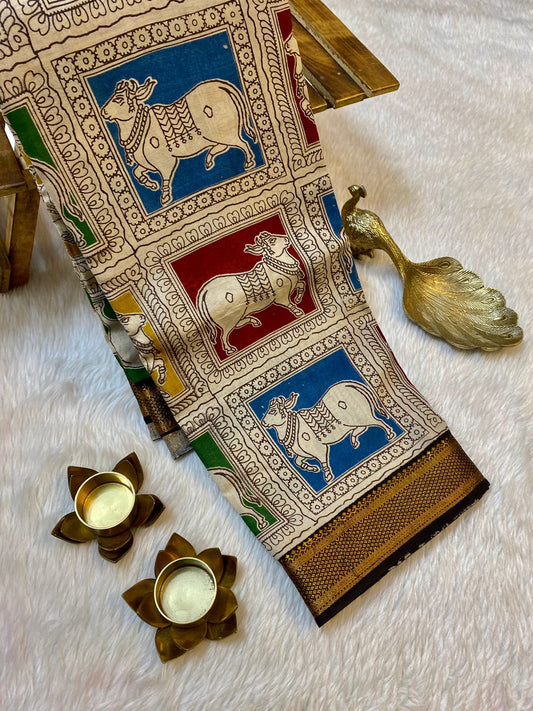 Semi Silk Hand Kalamkari Saree