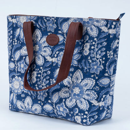 Summer Breeze Blockprinted Zipper Tote