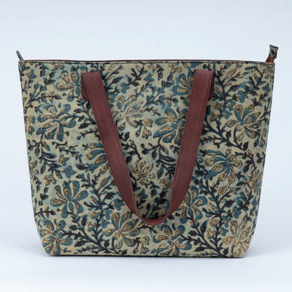 Vintage Vougue Blockprinted Zipper Tote