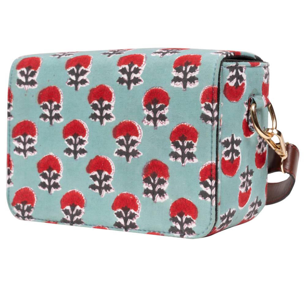 Raspberry Rush Blockprinted Cross Body Bags