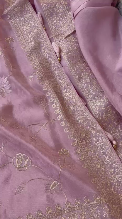 Muga Silk x Soft Tussar Silk Saree with Pittan Embroidery